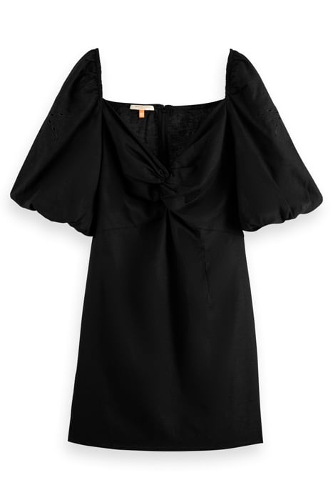 MINI DRESS WITH BRODERIE ANGLAISE SLEEVE EVENING BLACK 1