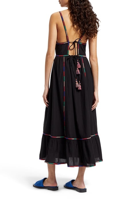 MULTICOLOR EMBROIDERY MAXI DRESS EVENING BLACK 2