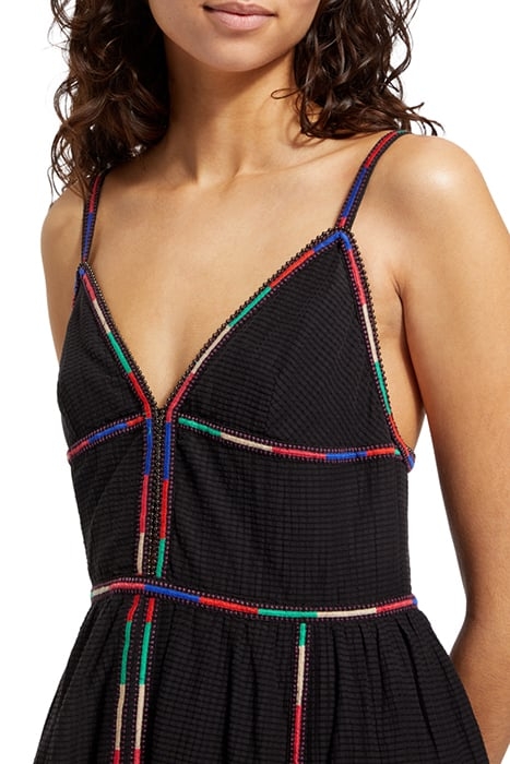 MULTICOLOR EMBROIDERY MAXI DRESS EVENING BLACK 6