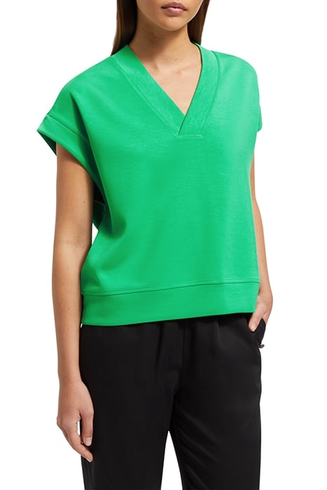 V-NECK SLEEVELESS MODAL SWEATSHIRT SCUBA GREEN 1