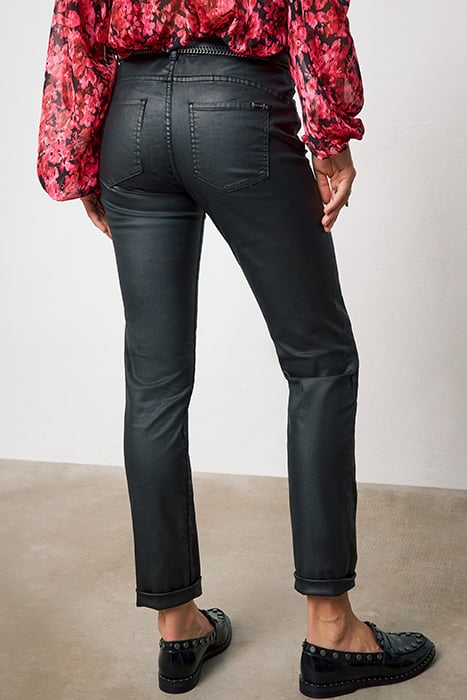 BLACK COATED MID-WAIST SCULPT-UP SLIM JEANS 2