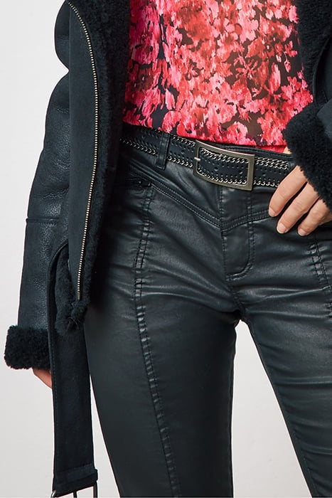 BLACK COATED MID-WAIST SCULPT-UP SLIM JEANS 5