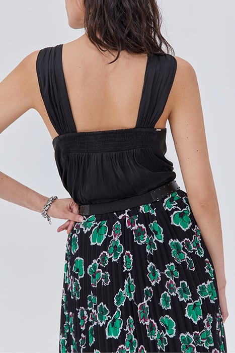 BLACK ASYMMETRIC TOP WITH KNOTTED NECKLINE 2