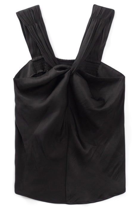 BLACK ASYMMETRIC TOP WITH KNOTTED NECKLINE 4