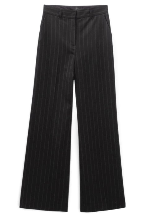 BLACK HIGH-WAIST WIDE-LEG PINSTRIPE TROUSERS 4