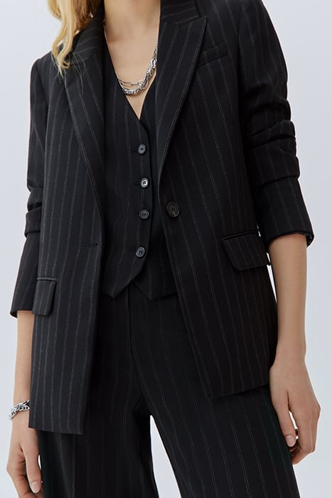 WOMEN'S LARGE BLACK STRIPED TENNIS JACKET 4