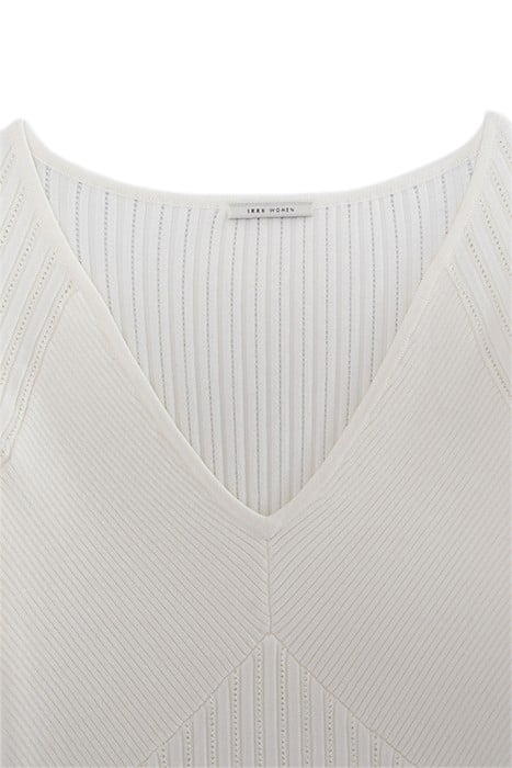 ECRU DECORATIVE OPENWORK KNIT SWEATER 5