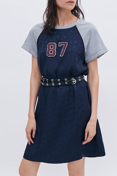 NAVY T-SHIRT DRESS WITH GREY SLEEVES 1