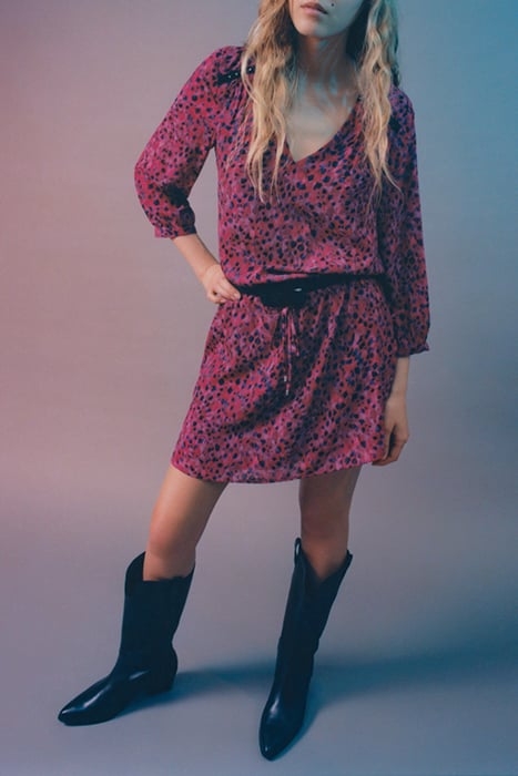 PINK RECYCLED PAISLEY LEOPARD PRINT SHORT DRESS 6