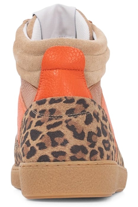 BEIGE, ORANGE AND LEOPARD LEATHER MIX TRAINERS 3