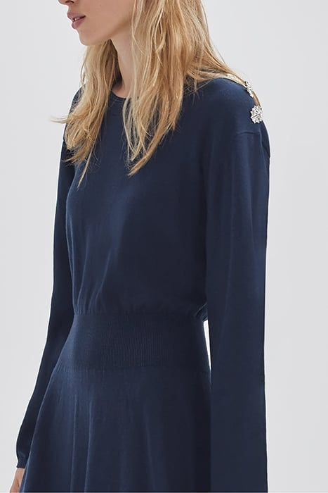 NAVY SWEATER DRESS WITH DIAMANTE BUTTONS 4
