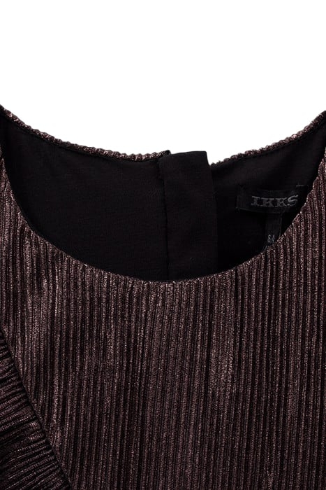 GIRLS’ PINK LAMÉ PLEATED DRESS WITH ASYMMETRIC RUFFLE 3