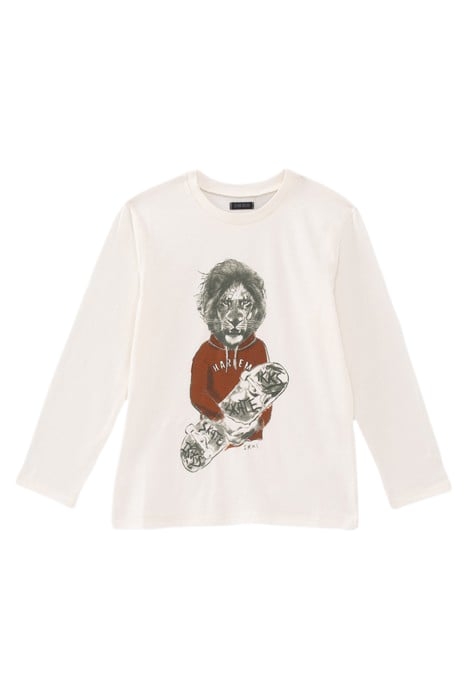 BOYS’ ECRU SKATEBOARDER-LION IMAGE T-SHIRT 1