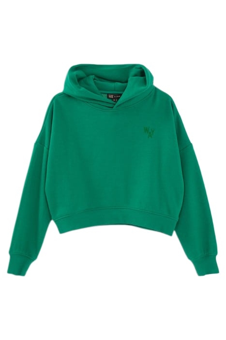 GIRLS’ GREEN FLOCKED CROPPED HOODIE 1