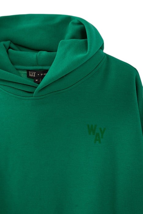 GIRLS’ GREEN FLOCKED CROPPED HOODIE 3