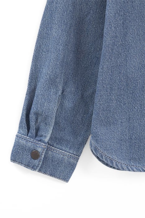 BOYS’ BLUE ORGANIC DENIM SHIRT WITH DETACHABLE HOOD 3