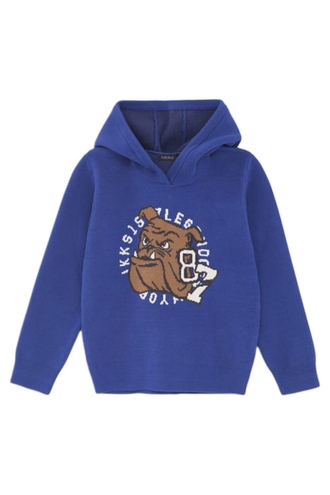 BOYS’ BLUE INTARSIA BULLDOG KNIT SWEATER 1
