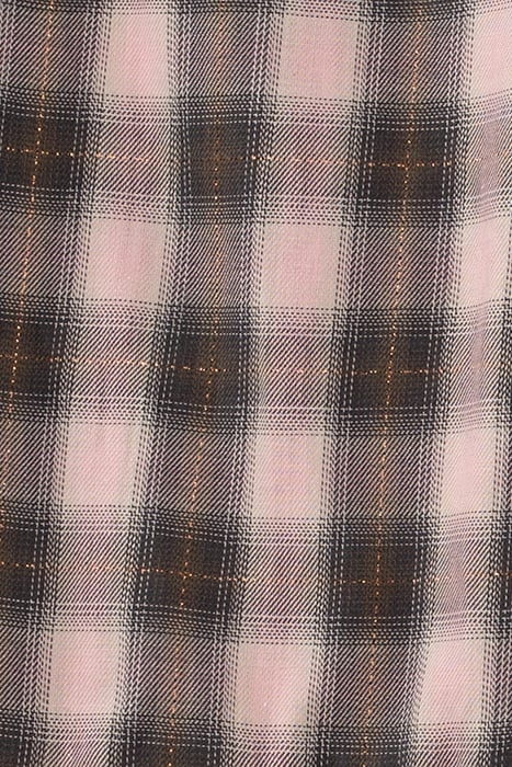 GIRLS’ PINK WITH KHAKI CHECK DRESS WITH SMOCKED COLLAR 6