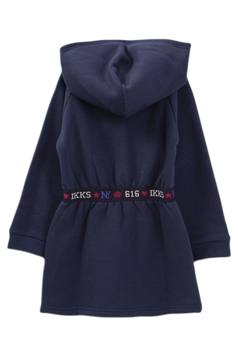 GIRLS’ NAVY GLITTERY HOODED SWEATSHIRT DRESS 2