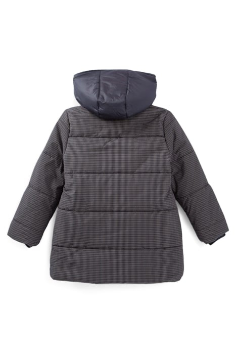 BOYS’ NAVY NYLON CHECK PADDED JACKET TRENCH COAT 2