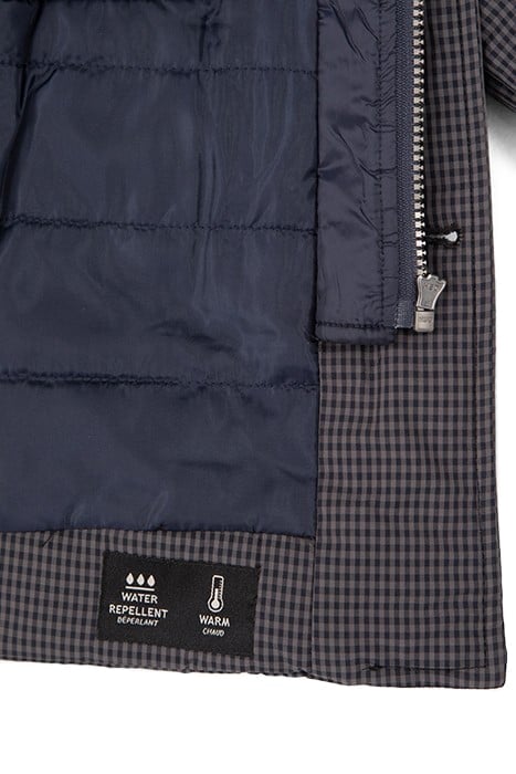 BOYS’ NAVY NYLON CHECK PADDED JACKET TRENCH COAT 6
