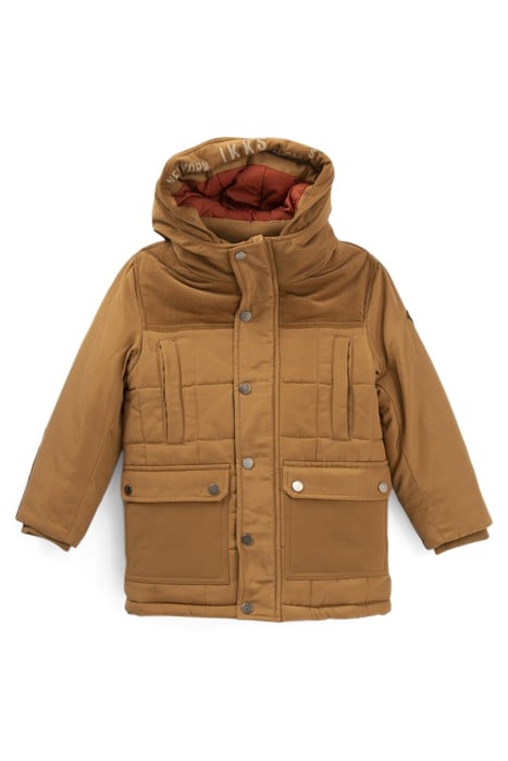 BOYS’ CAMEL NYLON AND CORDUROY FUR-LINED PARKA 1