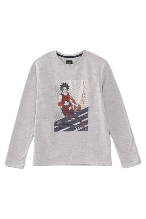 BOYS’ GREY BASKETBALL PLAYER-MANGA IMAGE T-SHIRT 2
