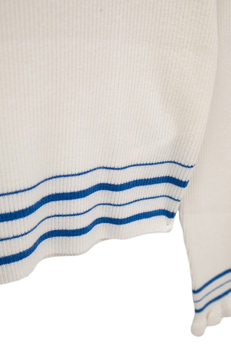 GIRLS’ WHITE KNIT SWEATER WITH BLUE STRIPES 5