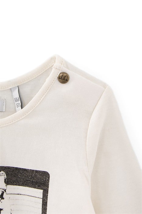 BABY GIRLS’ ECRU CAT-GANGSTER ORGANIC COTTON T-SHIRT 4