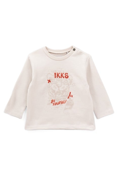 BABY BOYS’ BEIGE FLOCKED LETTER & TIGER T-SHIRT 1