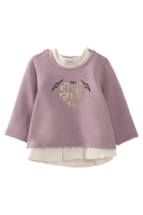 BABY GIRLS’ 2-IN-1 VIOLET SWEATSHIRT/ECRU T-SHIRT 1
