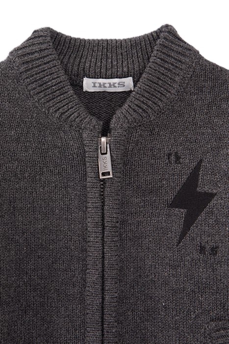 BABY BOYS’ GREY KNIT CARDIGAN WITH EMBROIDERED SLEEVES 3