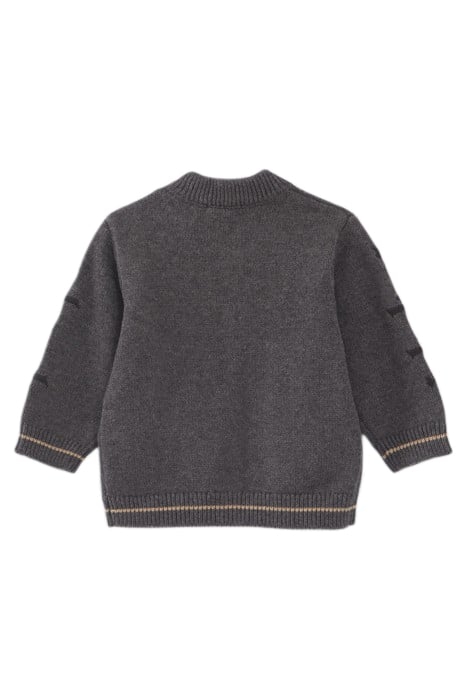 BABY BOYS’ GREY KNIT CARDIGAN WITH EMBROIDERED SLEEVES 2