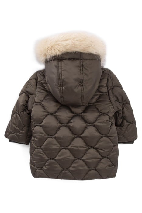 BABY GIRLS’ KHAKI QUILTED FUR-LINED HOODED PARKA 3