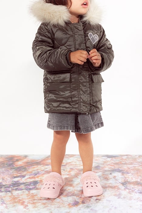 BABY GIRLS’ KHAKI QUILTED FUR-LINED HOODED PARKA 1