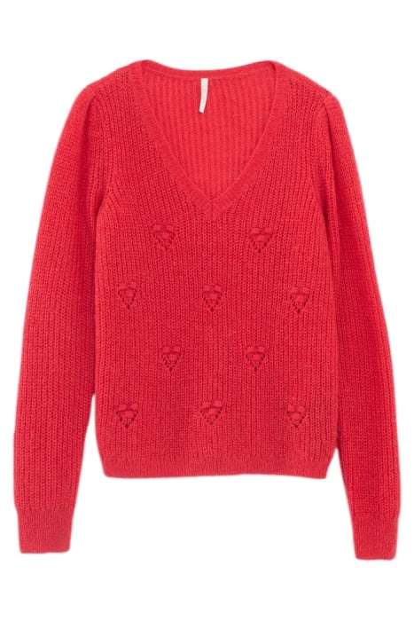 FLASH PINK DECORATIVE STITCH KNIT SWEATER 3