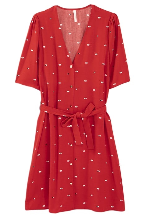 WINTER CRIMSON HEART-KISS PRINT DRESS 1
