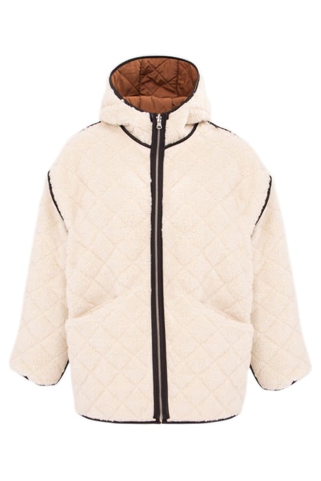 QUILTED TOBACCO/ECRU SHERPA REVERSIBLE PARKA 4