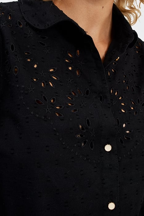 BLACK EYELET EMBROIDERY DICKEY SHIRT 6