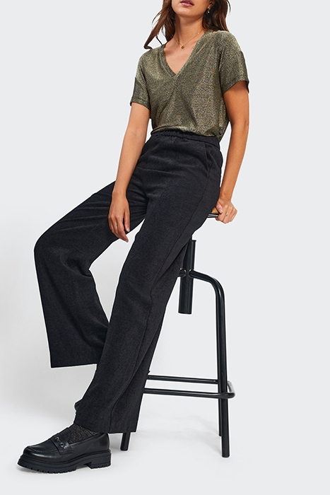 BLACK VELVET WIDE-LEG TROUSERS 4