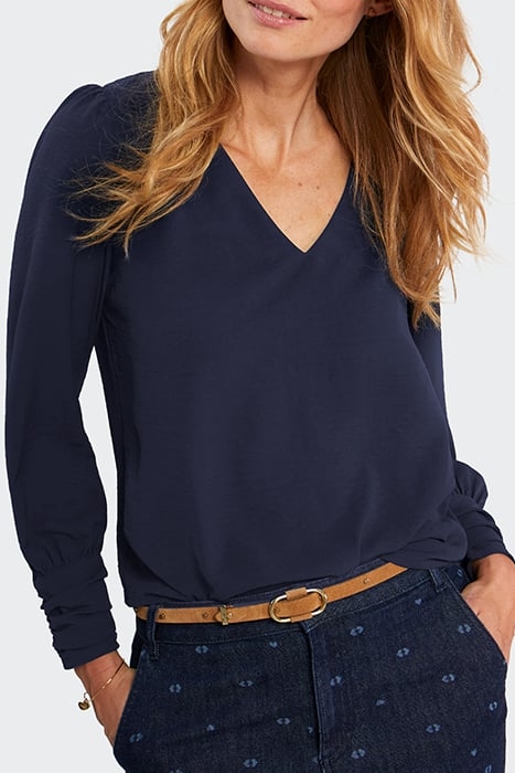 FLASH NAVY BLOUSE WITH DRAPED CUFFS 1