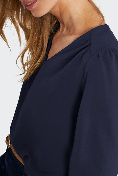 FLASH NAVY BLOUSE WITH DRAPED CUFFS 7