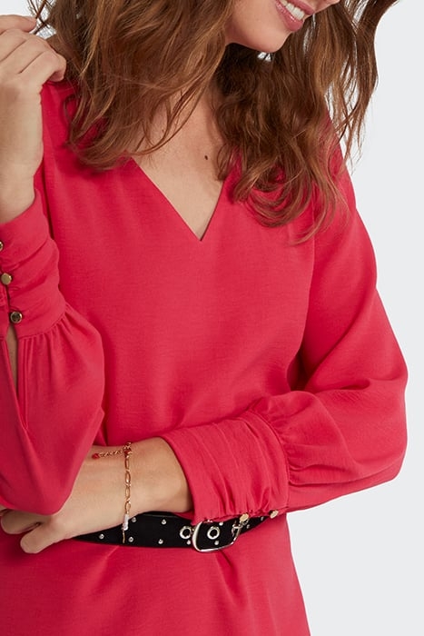 FLASH PINK DRESS WITH DRAPED CUFFS 6