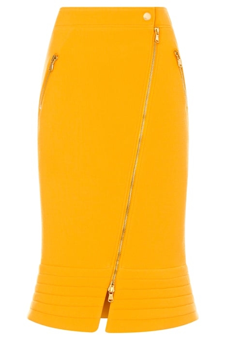 COUTURE BIKER WOOL CREPE SKIRT YELLOW 3