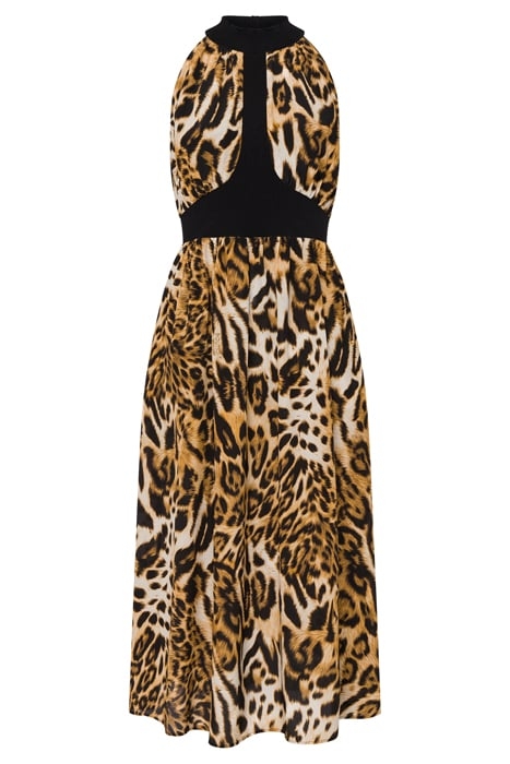 DRESS WITH LEOPARD PRINT KNITTED INSERTS BEIGE 3