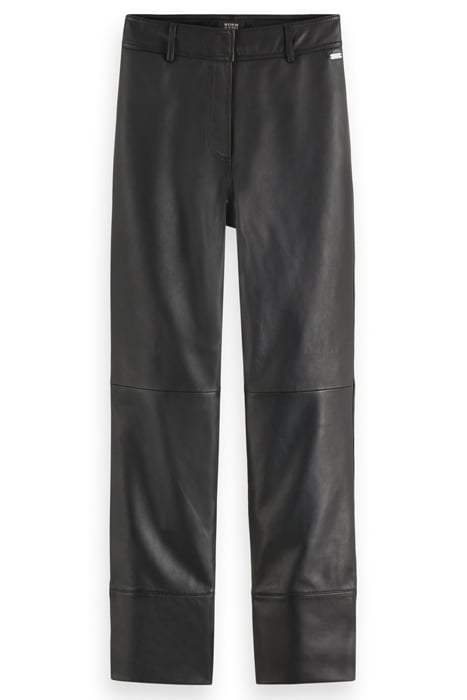 HIGH RISE STRAIGHT LEG LEATHER PANT BLACK 1