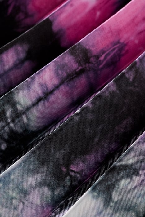 PRINTED PLEATED HIGH RISE MIDI SKIRT DIP DYE STRIPE 8