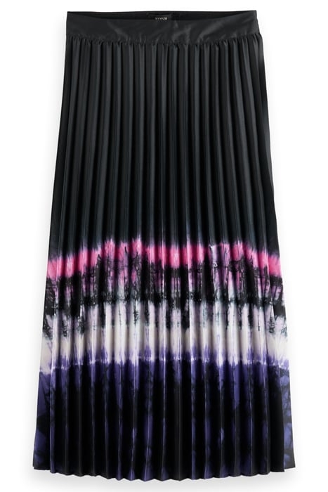 PRINTED PLEATED HIGH RISE MIDI SKIRT DIP DYE STRIPE 4
