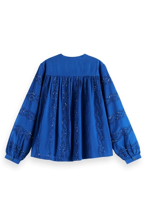 SHIRT WITH BROIDERIE ANGLAISE ELECTRIC BLUE 2