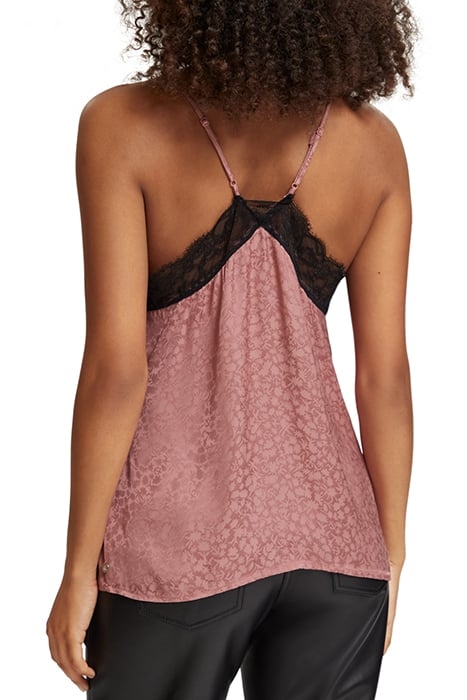 CAMISOLE WITH BLACK LACE DETAIL WEATHERED PINK 2